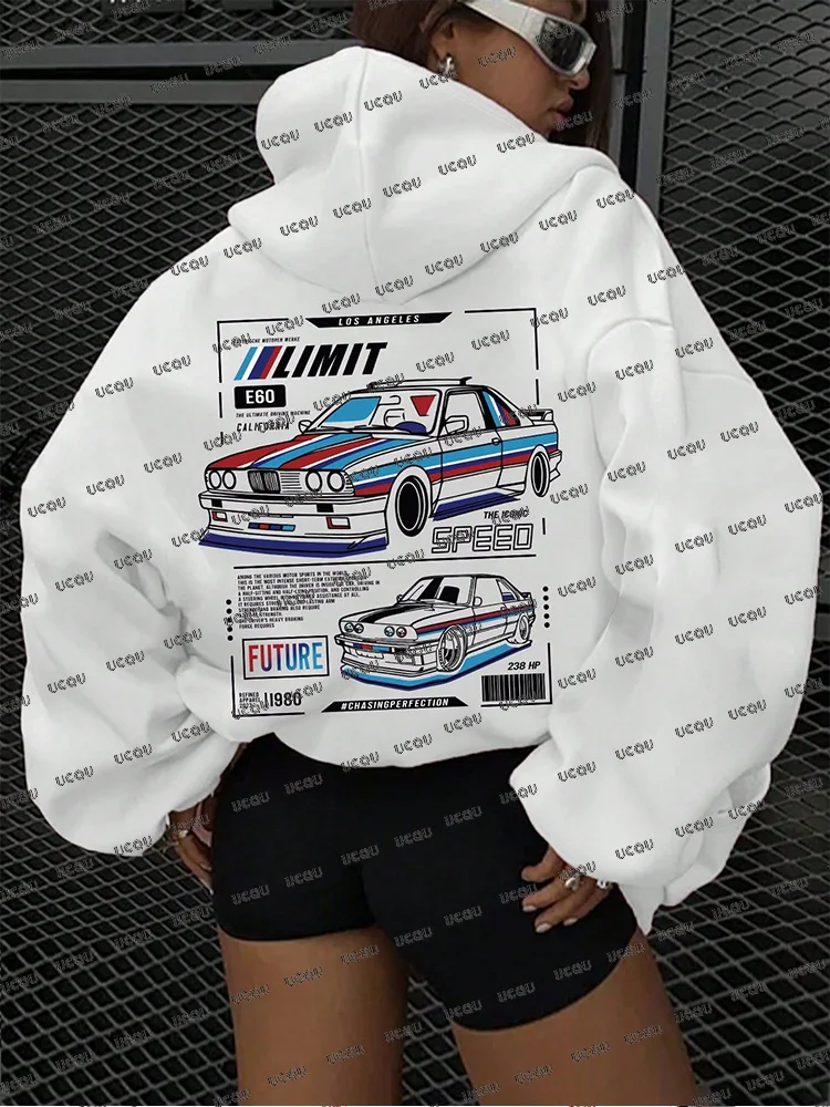 

Autumn Winter New Women's Men's Race Car Hoodie Motorcycle Warm Hoodies Racing Extreme Sports Hoodie Street Loose Hooded Tops