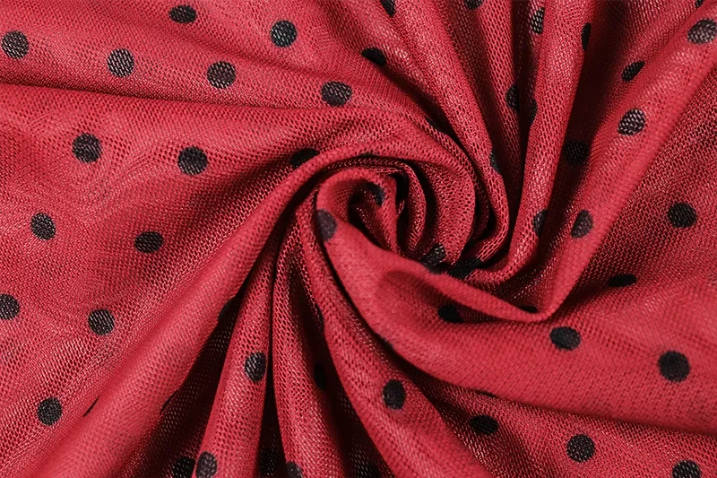 Ruched انظر من خلال شبكة منقطة طباعة Bodycon ماكسي فستان الحفلات المرأة مثير س الرقبة مضيئة كم سليم ثوب مسائي رداء طويل #6