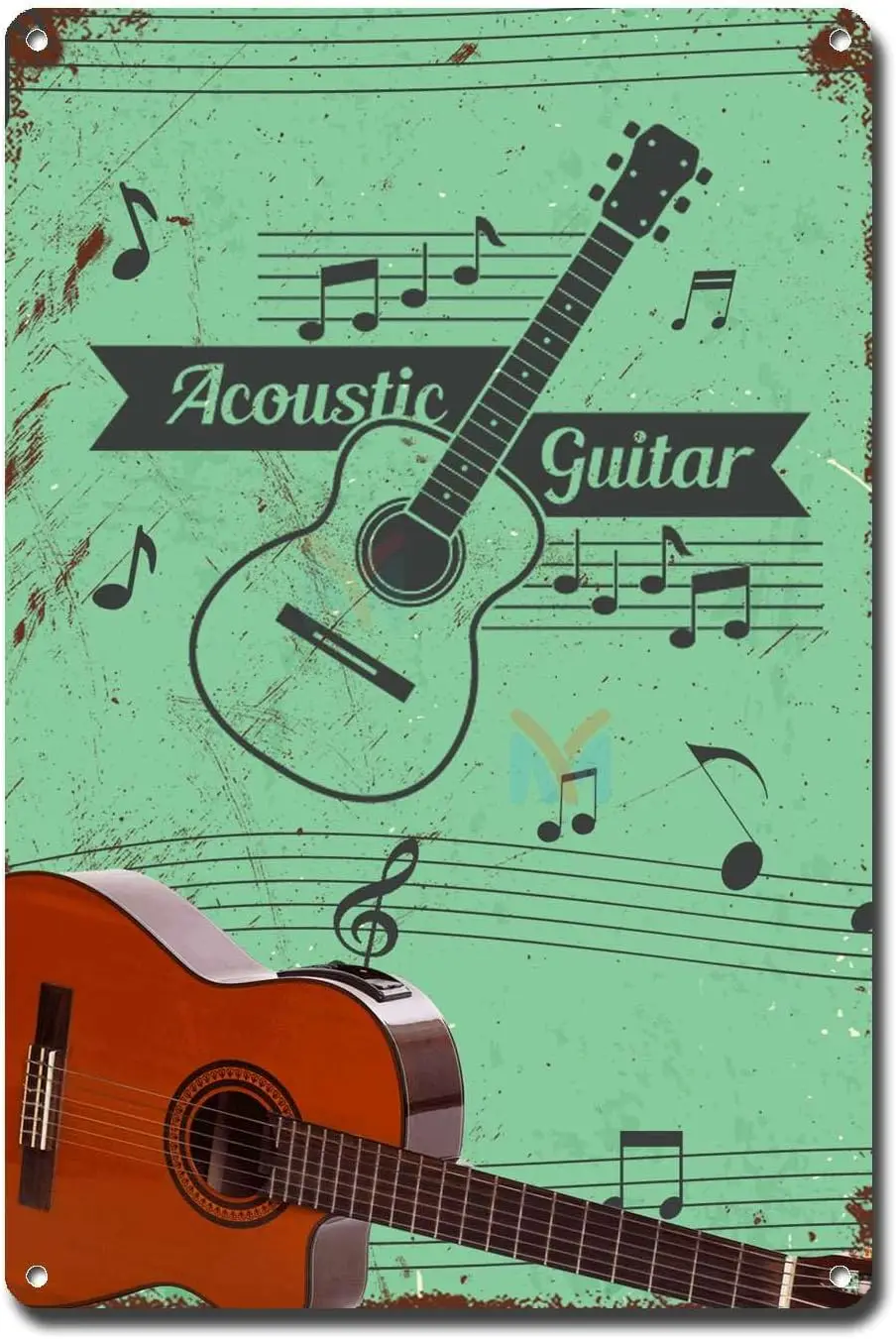 Metal Sign Tin Sign Vintage Wall Art Acoustic Guitar Metal Sign for Bar 6x8inches