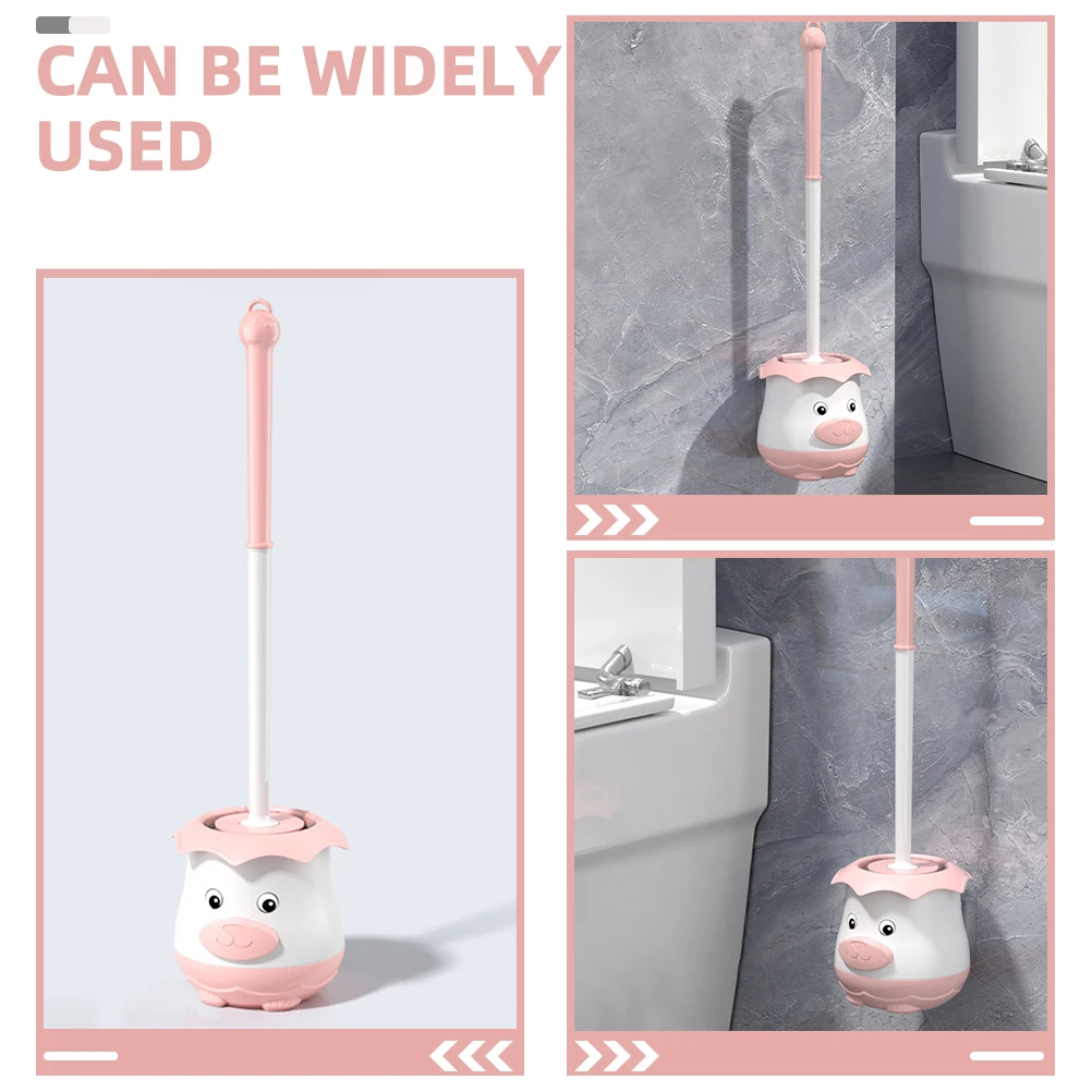 

Toilet Brush with Holder Pink Long Handle Soft Bristles Bathroom Cleaning Tool Home Hotel Dorm Scrub Brush Set Household Use