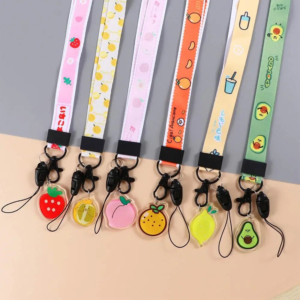 USB Badge Holder Cute Lemon Neck Rope Long Lanyard Cell Phone Lanyard Keychain Lanyards Fruit Lanyard Mobile Phone Straps