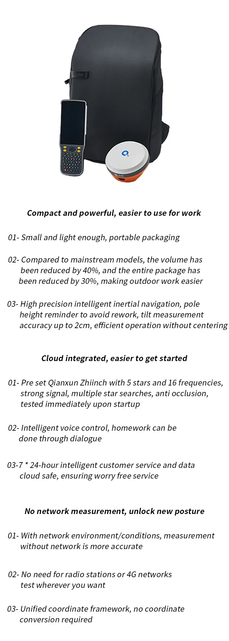 Instrumento de medición del receptor Qianxun SRmini gnss rtk, instrumento de medición de acné con estudio de ingeniería