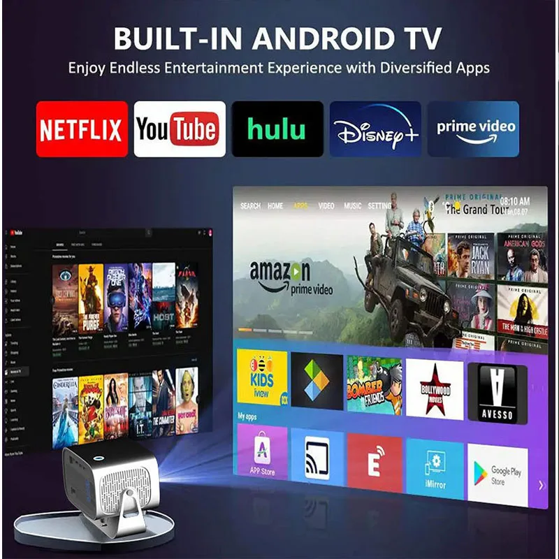 Novo Projetor Portátil FHD 1080P Full HD Feixe 4K Vídeo WiFi Projetor Android Filme 3D Home Theater