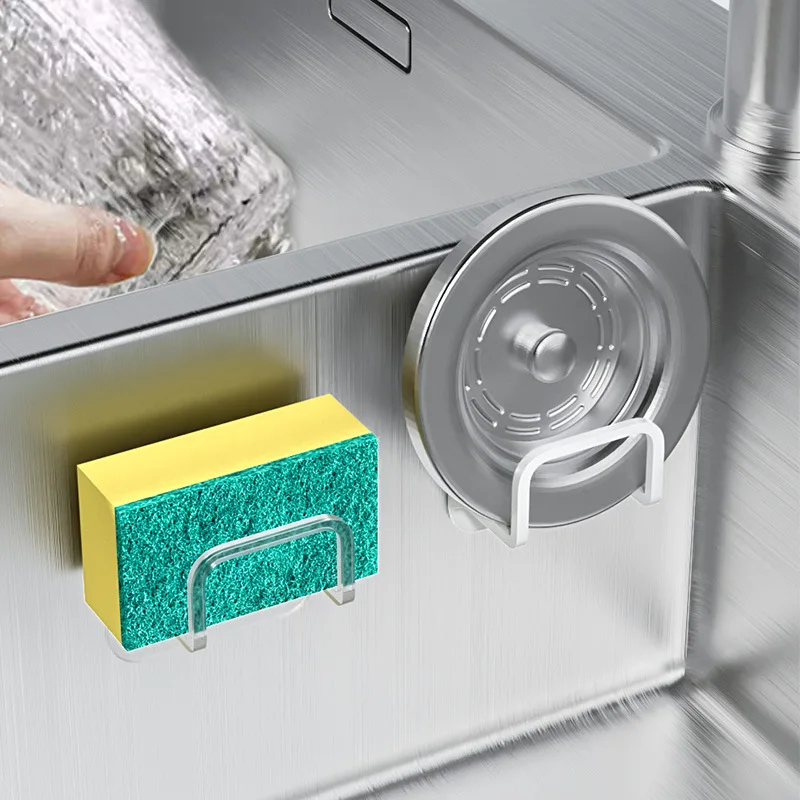 1pc Self Adhesive Kitchen Sponge Holder Drying Rack Sponges Drain Sink 304 Stainless Steel Holder Home Accessories
