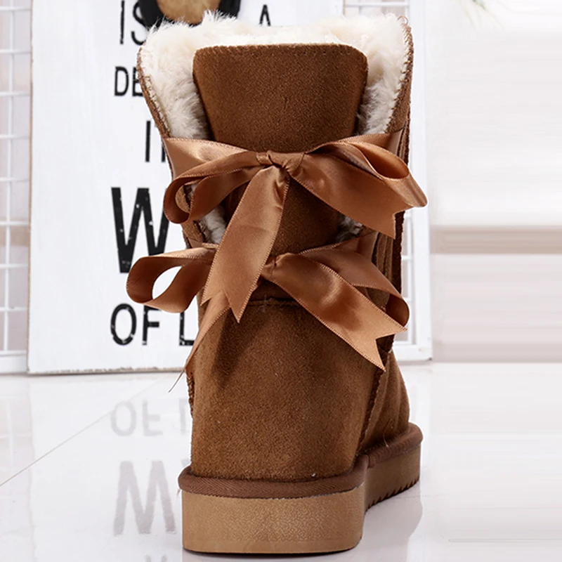 UAAQV High Quality Australia Classic Lady Shoes Winter Waterproof Genuine Cowhide Leather Women Snow Boots