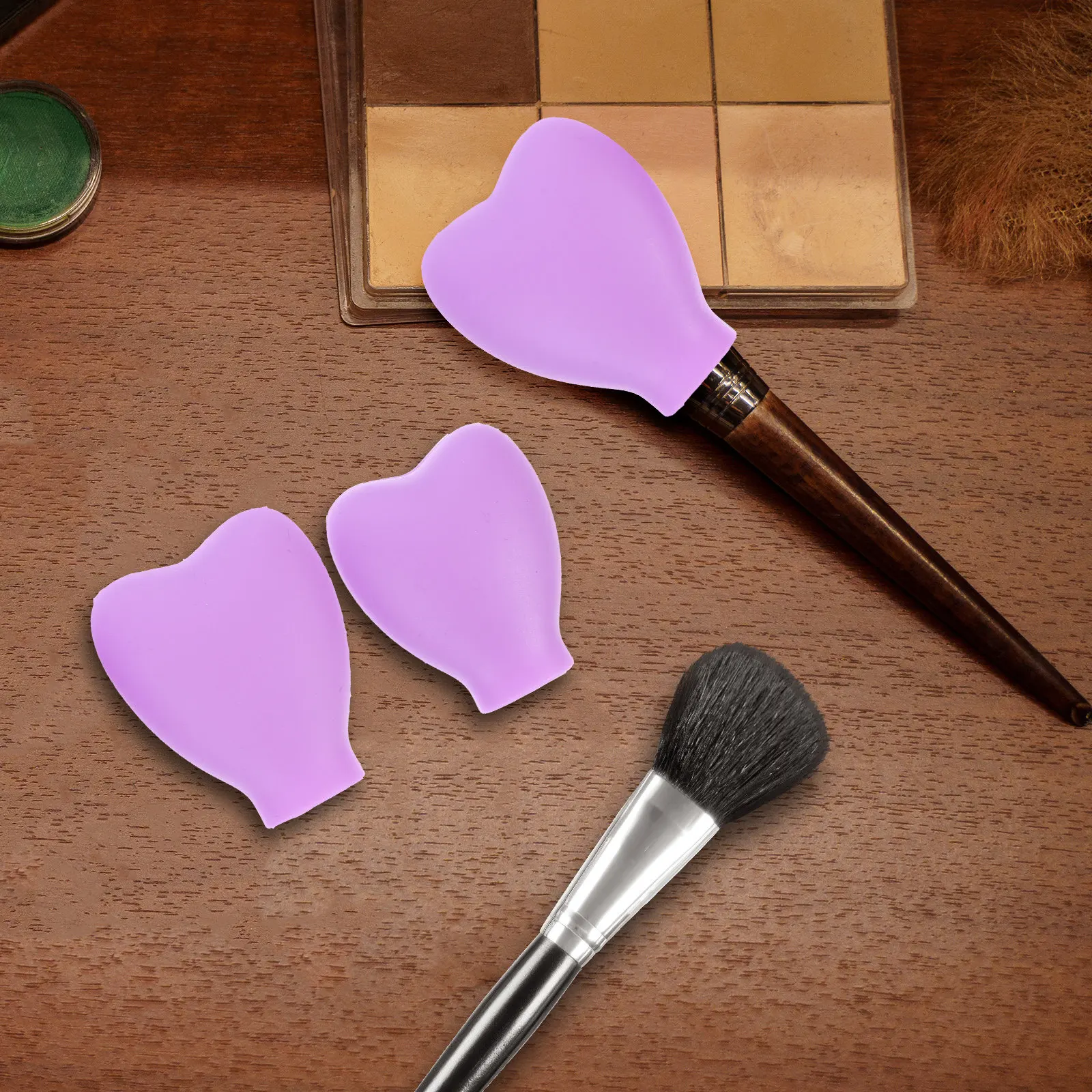 3Pcs Makeup Brush Protective Covers Flexible Silicone Brush Covers Prevent Ground Contact Extend Lifespan Compact Storage Design