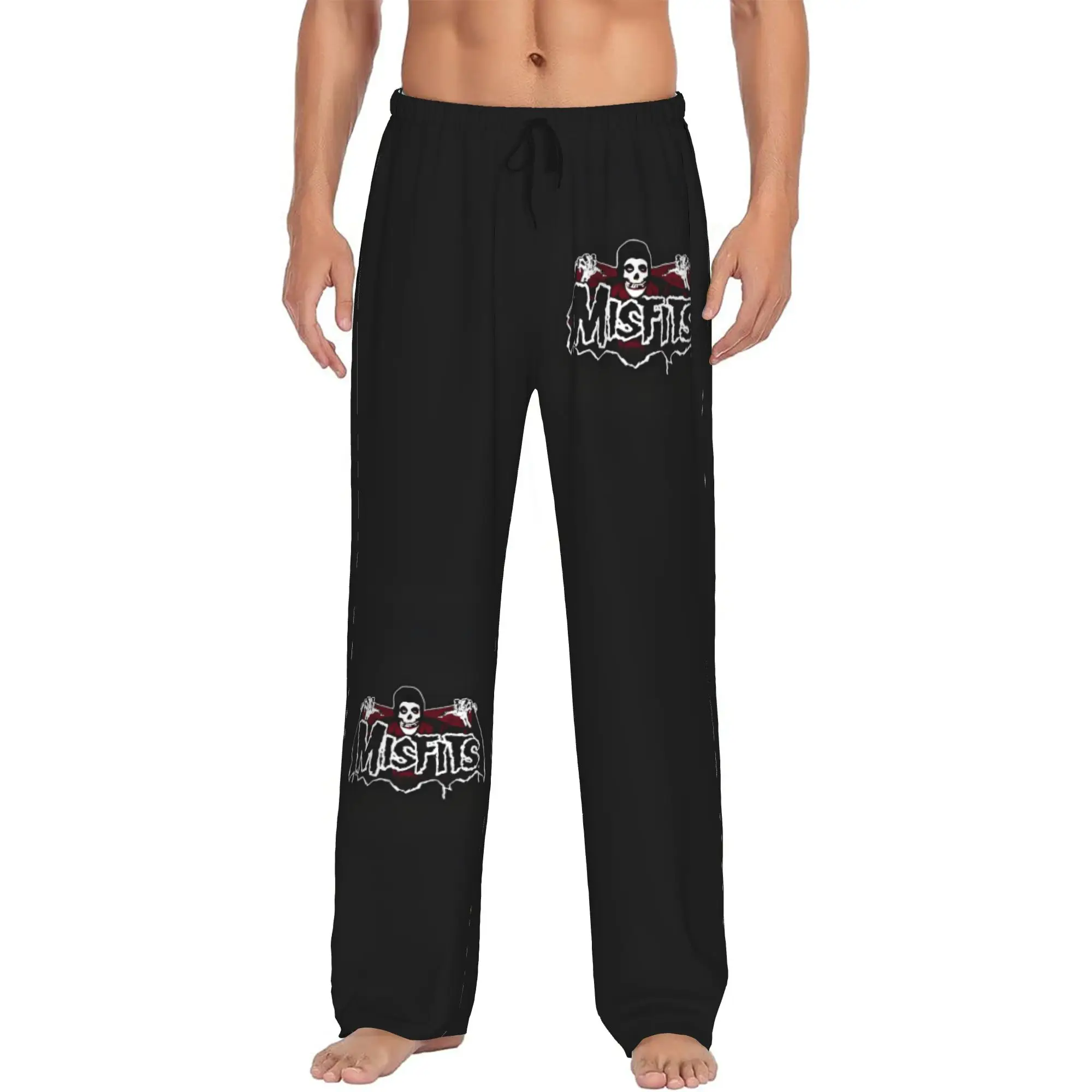 Custom Printed The Misfits Pajama Pants Men's Rock Band Sleep Sleepwear Bottoms with Pockets