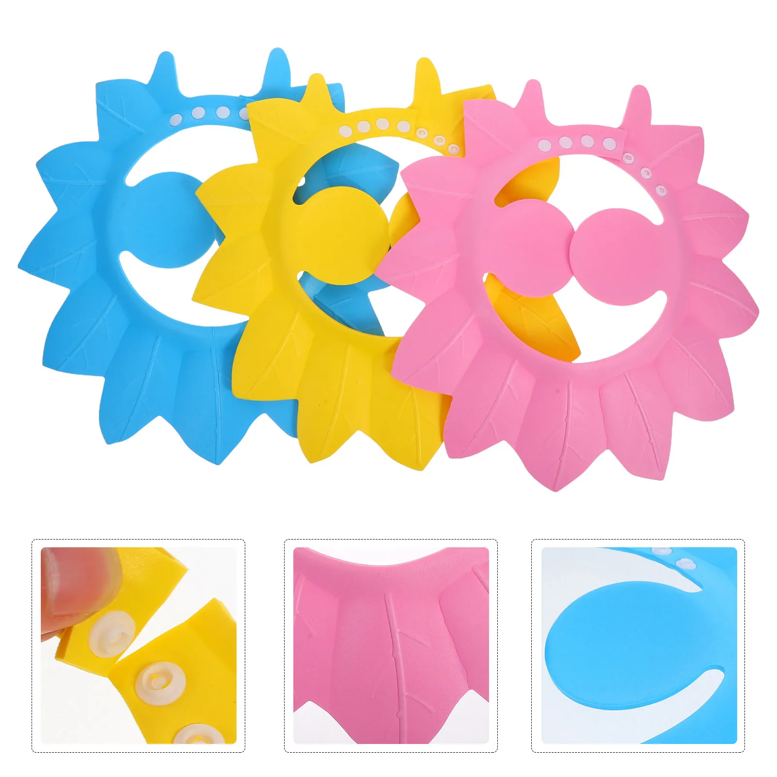 

3Pcs Washable Lightweight Baby Shower Cap with Ear Protection Shampoo Hat for Kids Bath Time Fun Non-Absorbent Easy Clean