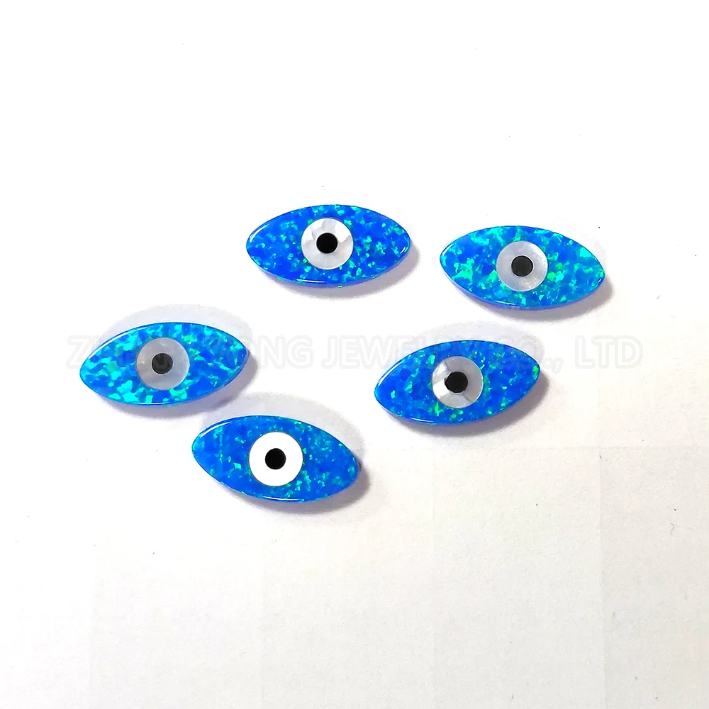 50pcs/Lot Evil Eye Beads For Jewelry Making Marquise Shape 8x16mm Synthetic Opal OP05 Blue Charms