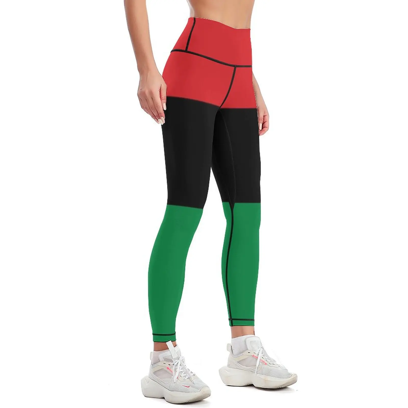 Pan African Flag T-Shirt - UNIA Flag Sticker - Afro American Flag Leggings sportswear for gym for physical Womens Leggings