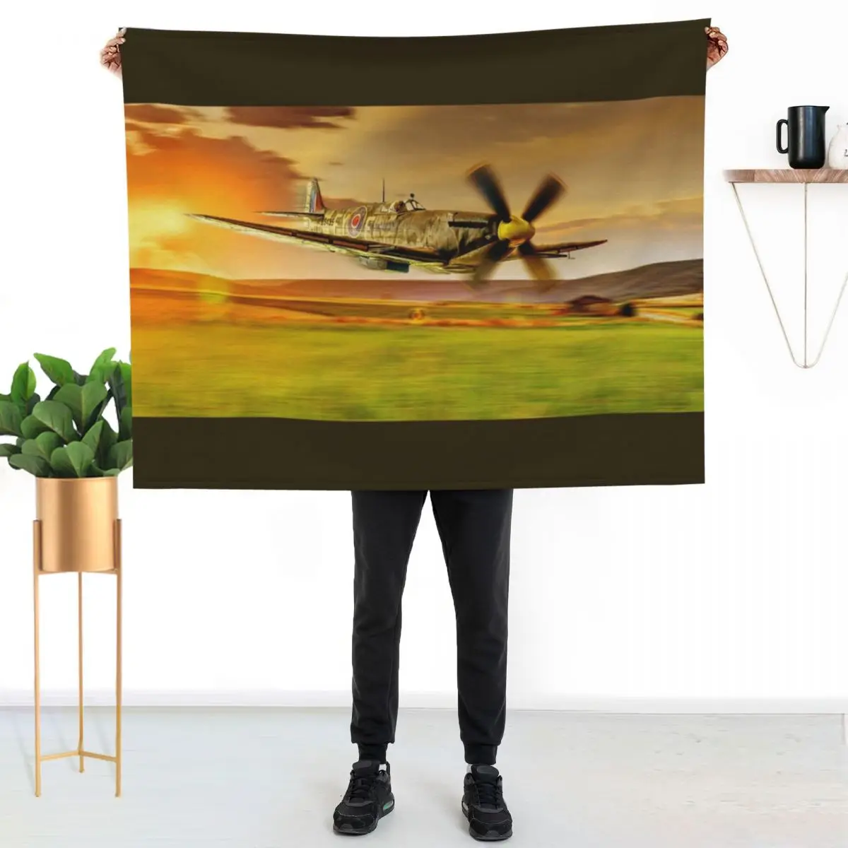 

Spitfire Flying Low 01 Throw Blanket Soft Sherpa Fleece Warm Blanket for Winter