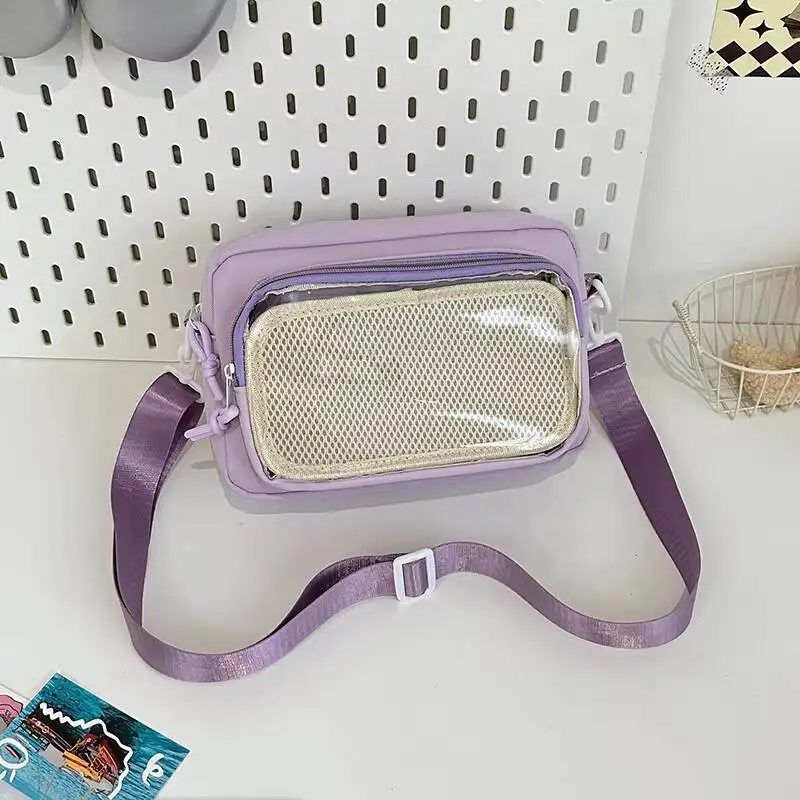 Neue Süße Mini-Ita-Schultertasche für Mädchen, Transparente Comic-Tasche, Kleine Crossbody-Tasche für Handy, DIY-Display-Puppen-Abzeichen-Handtasche – Detail 9