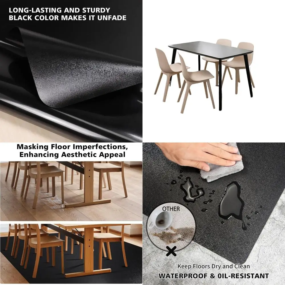 

Black Waterproof Vinyl Floor Mat for Home, Dining Room, Kitchen, Living Room, Yard, Garage, Large Play Mat 4x6