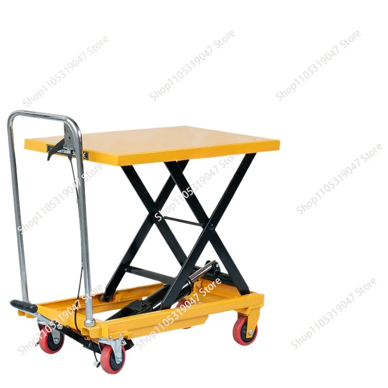 Manual Lifting Platform Truck Scissor Hydraulic Lift Loading and Unloading Truck Small Lifting Table Trailer