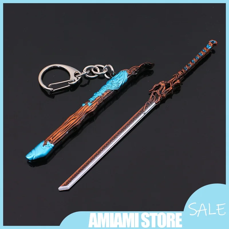 12cm 애니메이션 Qianqiu 칼 복제 Meng Chuan의 금속 무기 모델 합금 Katana 디스플레이 수집가의 데스크탑 장식 소년 선물