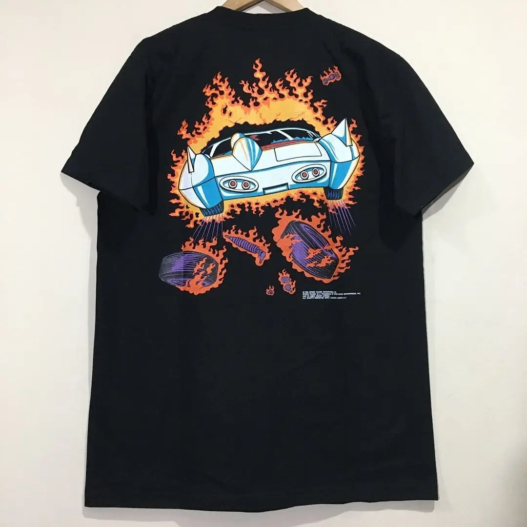 Speed Racer High Street Hiphop Short Sleeve Men's T-Shirt Cotton Youth Casual Summer Fashion Streetwear Cartoon Print Tee