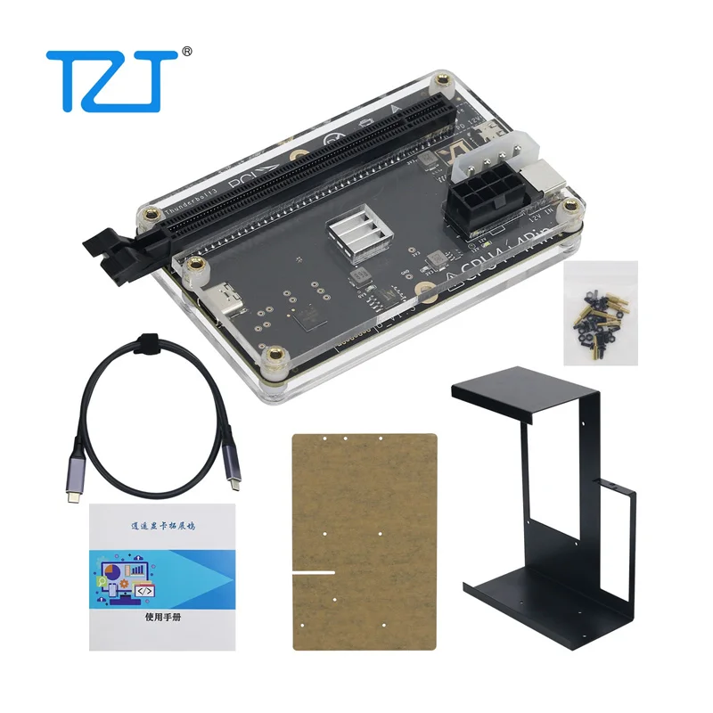 

TZT Graphics Card Dock External GPU Dock + 60cm/23.6" USB4 Data Cable + Aluminum Alloy Bracket for ATX