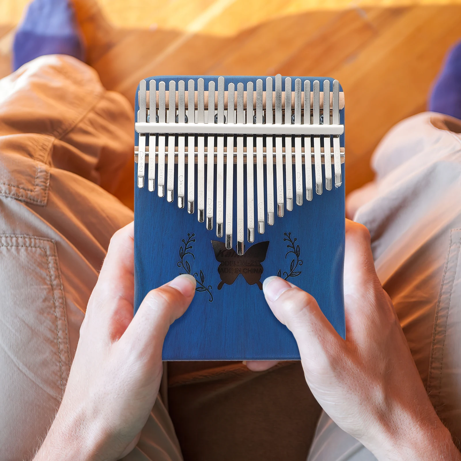 

21 Keys Thumb Kalimba Piano Portable Musical Instrument Solid Wood Ergonomic Design Fast Conduction Tuned Finger for Advanced