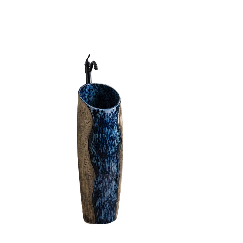 

Carved small-diameter balcony hand wash basin integrated column type face wash floor type outdoor pool courtyard