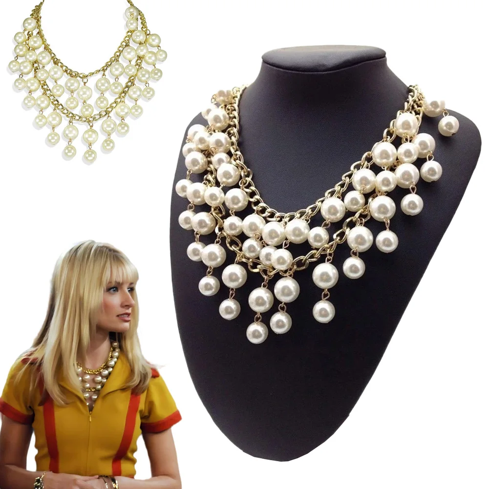 

Caroline Channing Necklace Cosplay Fantasy Plastic Prop TV 2 Broke Girls Costume Disguise Accessories Halloween Adult Women Gift