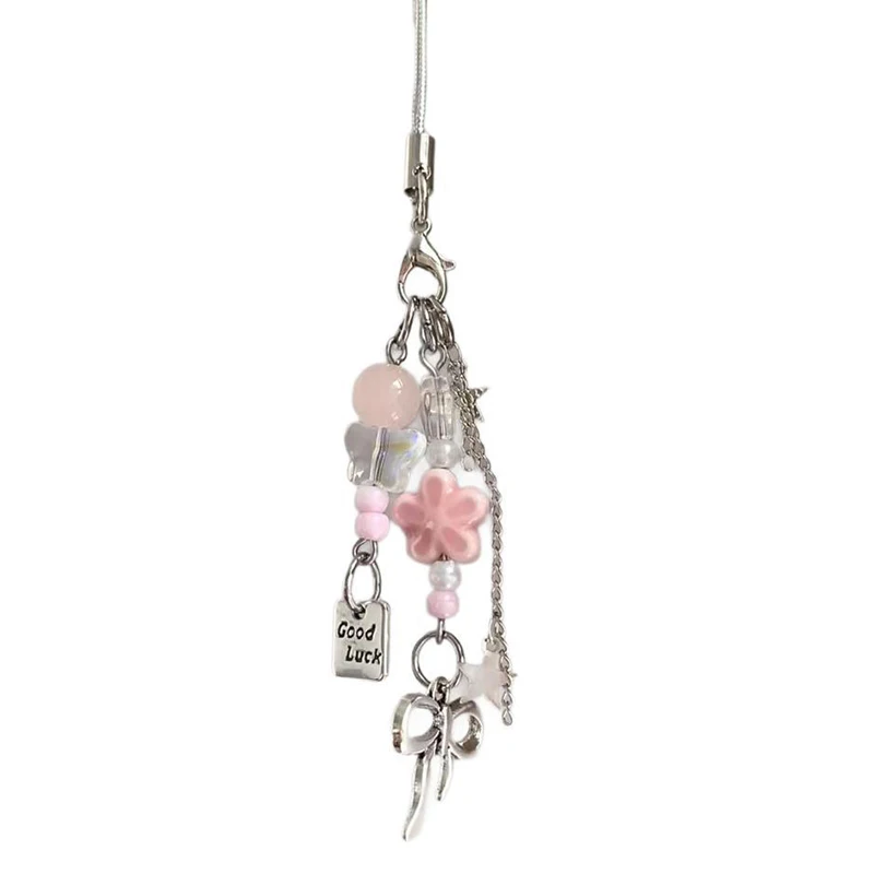 

Delicate Bow Star Heart Keychain Bag Charm Creative Ins Camera Phone Lanyard Bag Decoration Y2K Kpop Accessories Gift