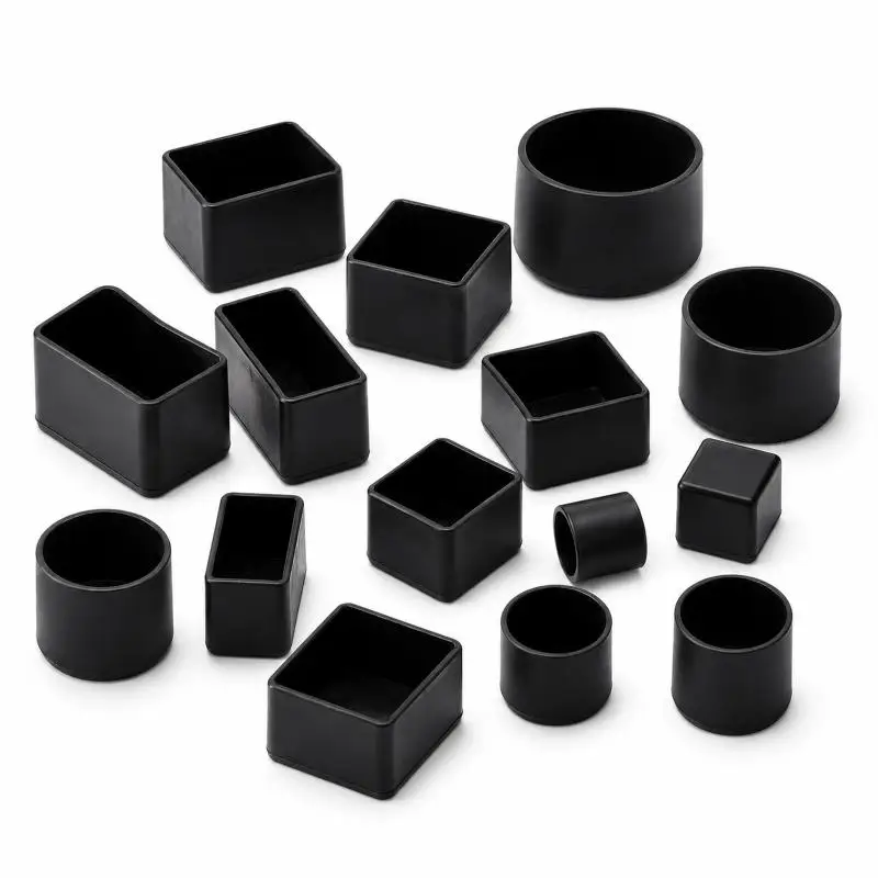 black Silicone Chair Leg Caps Non-slips Table Foot Dust Cover Socks Floor Protector Pads Pipe Plugs Furniture Leveling Feet