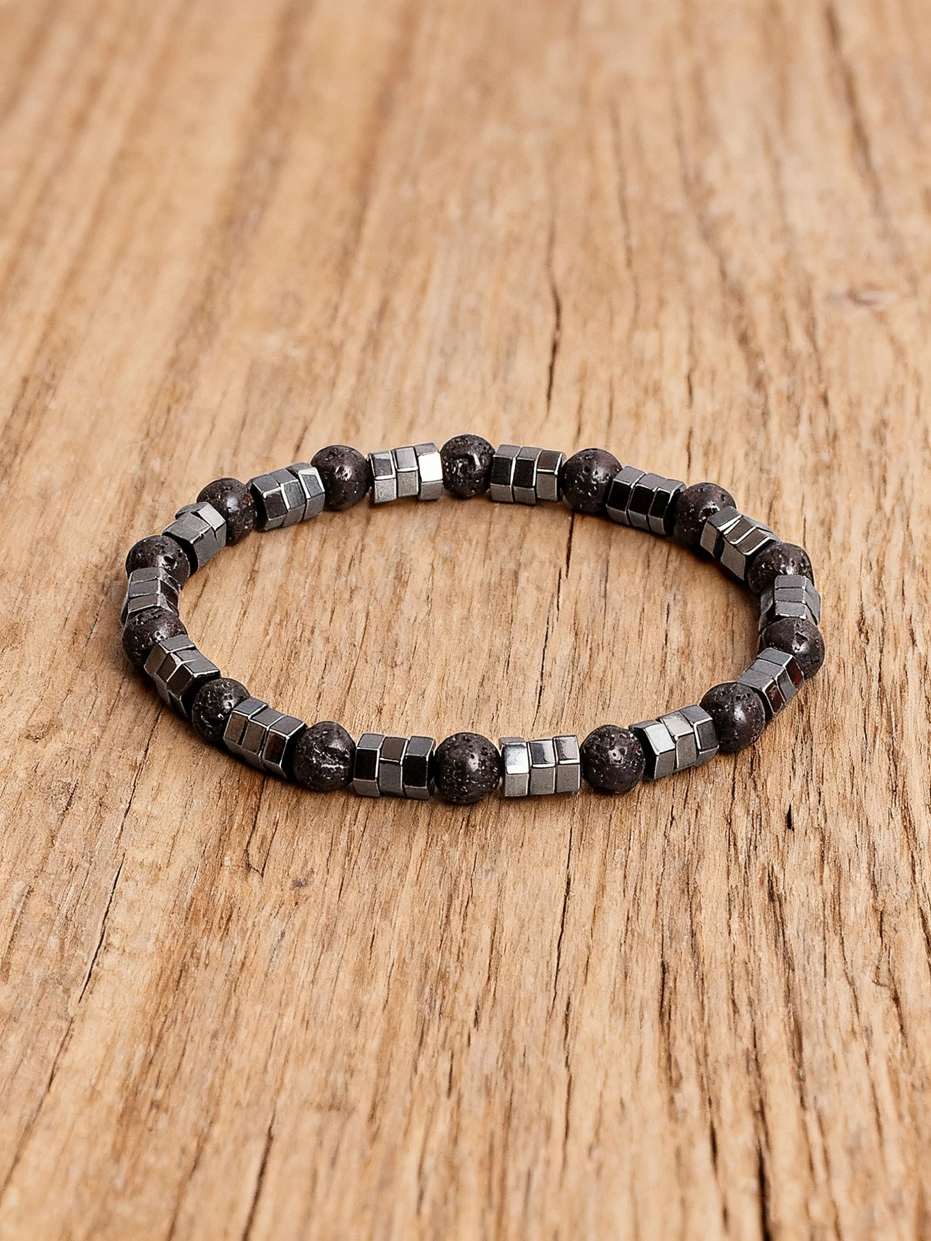 Irregular Geometric Bracelet Hematite Lava Stone Beads For Vigour & Grounding Volcanic Rock Beads Bracelet Men Strength Jewelry