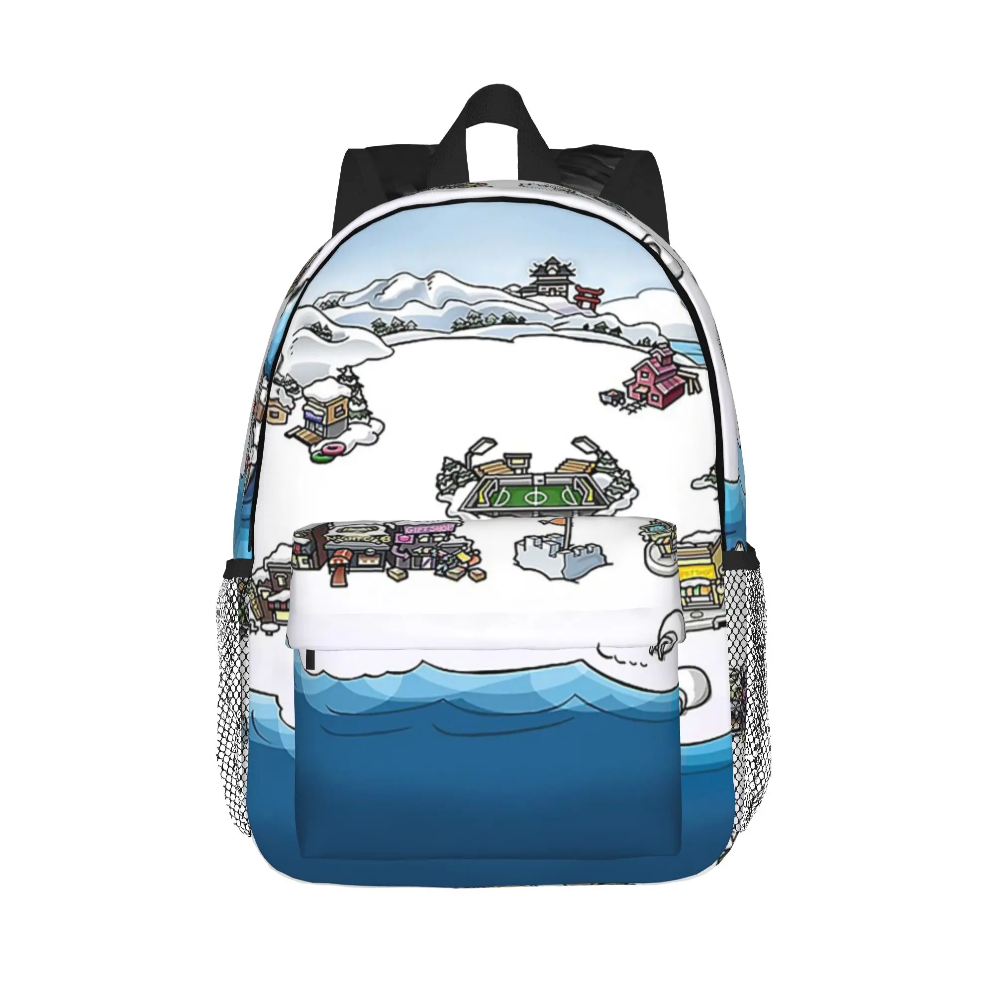 Club Penguin Map Backpack Hot Sale Daypack Large Capacity Boys Girls BookBag Shoulder Bags for Men Women School Bag