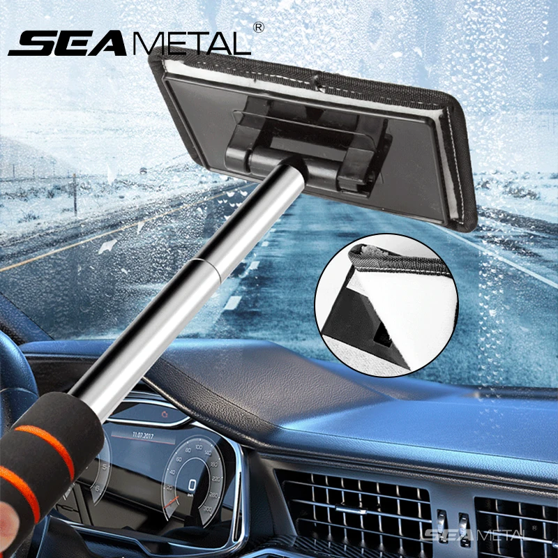 SEAMETAL Car Front Windshield Defogging Brush Telescopic Long handle Car Household Glass Clean Brushes Dust Remover Tool