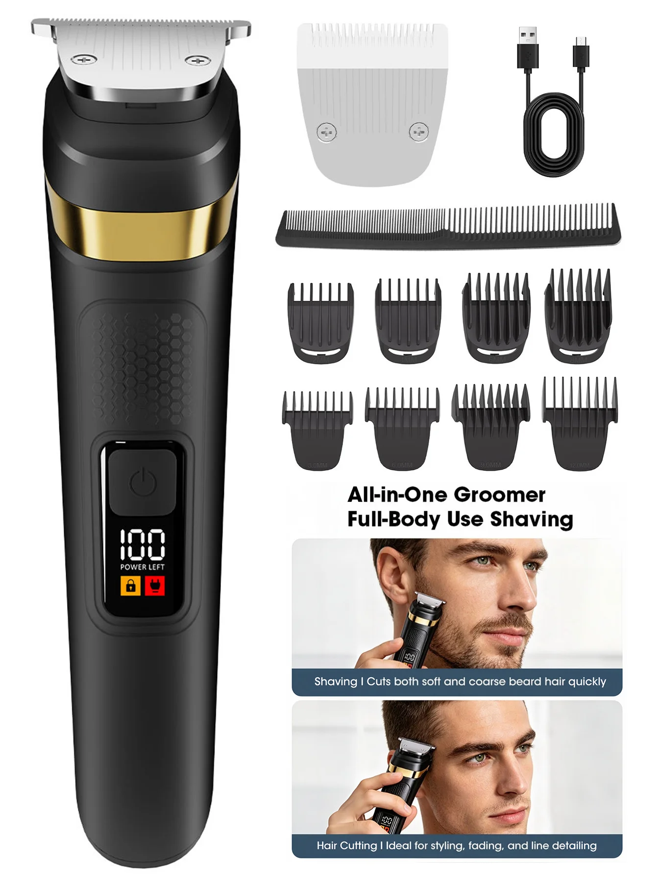 Clippers and Trimmers Set with Combs, Cordless Hair Clippers for Men, Electric Barber Clippers Set for Hair Cutting & Grooming