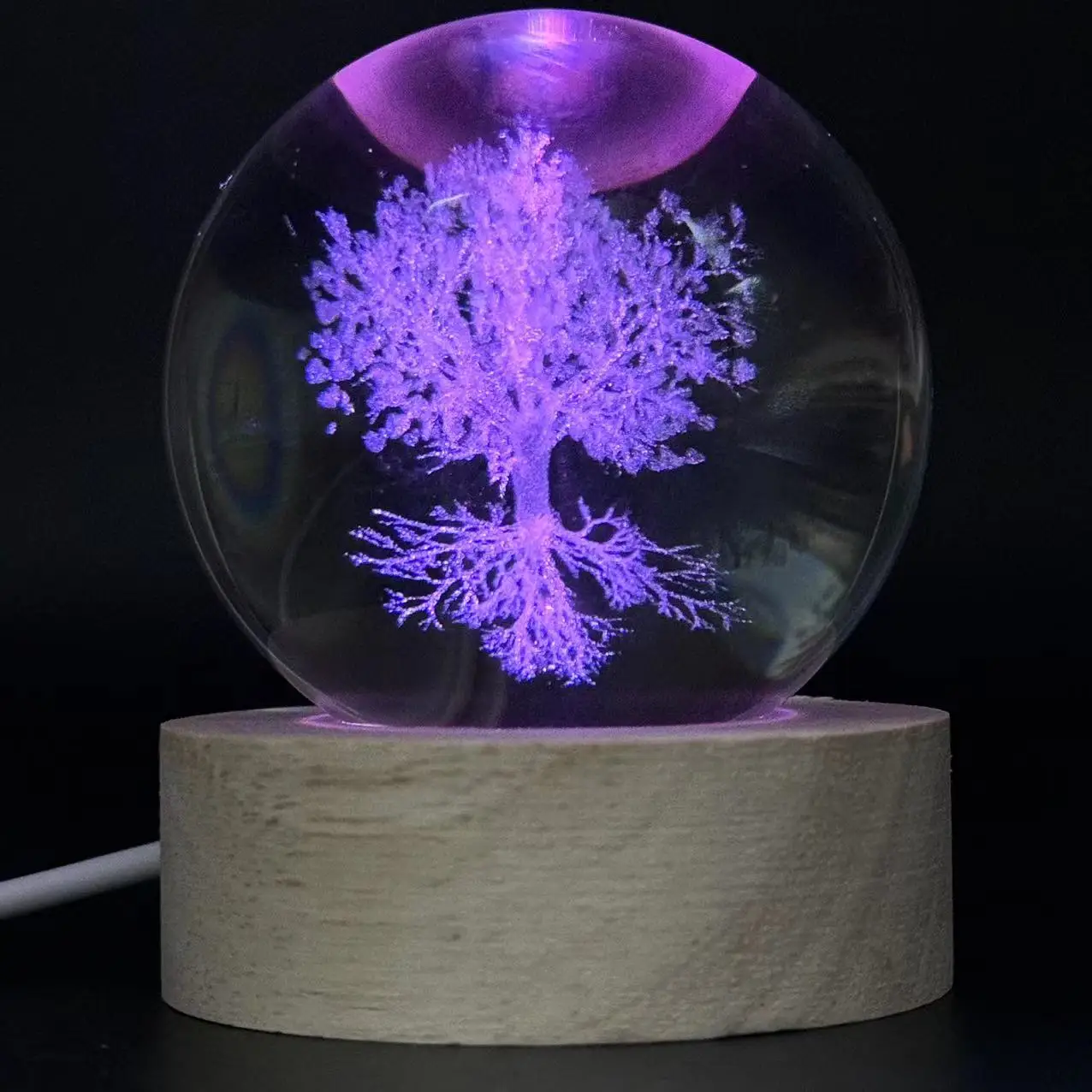 1pc,3D laser engraving tree of life night light, with colored light wood lamp holder, home decoration decoration, suitable for h