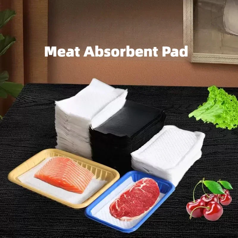 Fresh Food Water Absorbent Pads Fish Meat Blood Sucking Paper Disposable Rectangular Black White Fruit Mat Supermarket Dedicated