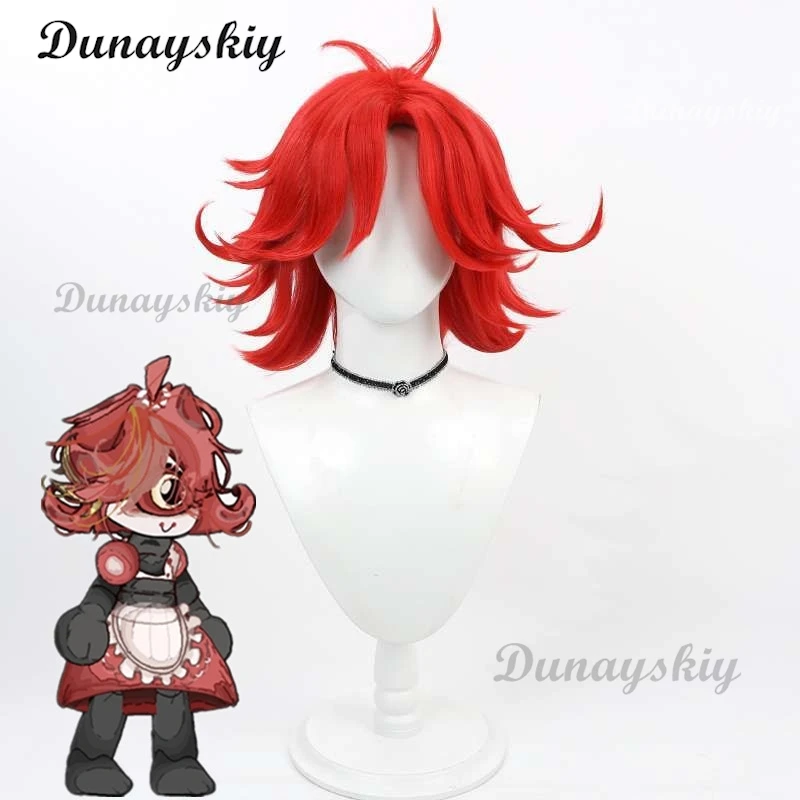 

Niffty Cosplay Wig Game Hazbin Niffty Cosplay Anime Hotel Short Red Heat Resistant Synthetic Hair Halloween