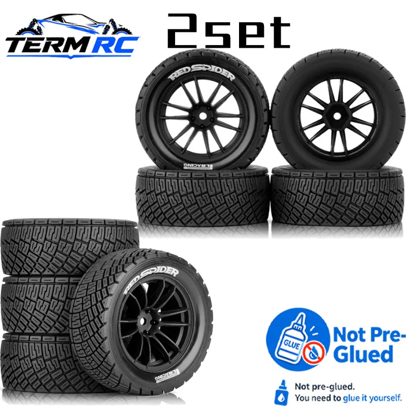 4Pcs 1/10 1/12 1/14 RC Rally Tires with Rims 12mm Hex NOT PRE-GLUED for Tamiya WLtoys