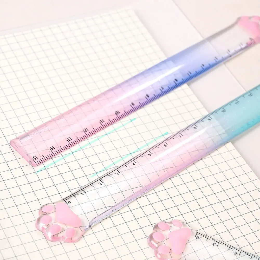 3Style Twingo Transparent Cat\'s Paw Ruler Cute Gradient High Value Student Stationery Supplies Drawing Gauge