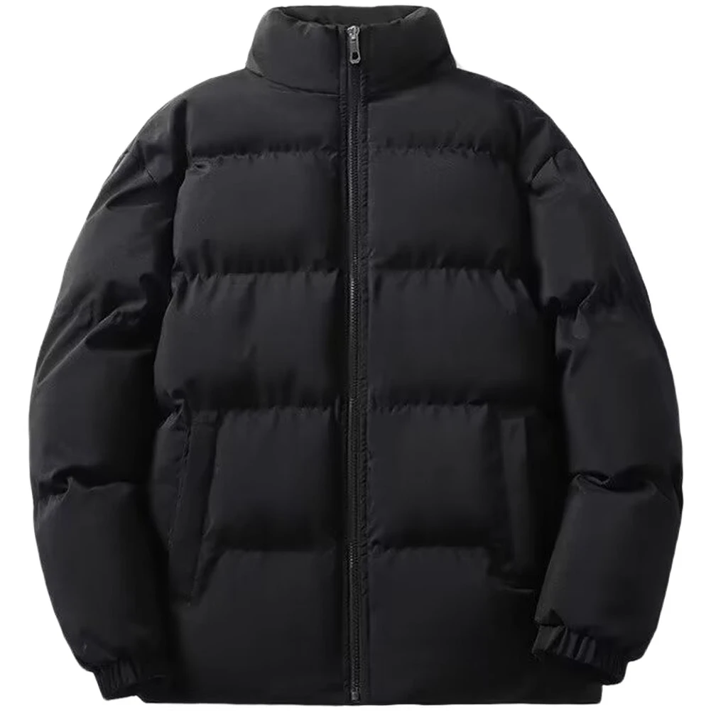 

Men's Down Cotton Wadded Jacket Thickened Warm Short Coat with Stand Collar Long Sleeve Outerwear for Spring Autumn Winter