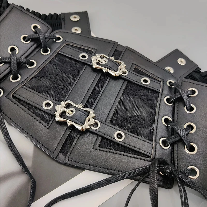 สุภาพสตรี Retro เข็มขัดรัดตัว Gothic Punk Tie เชือกลูกไม้ชุดรัดตัวเข็มขัดสีทึบแฟชั่นเข็มขัดกว้าง