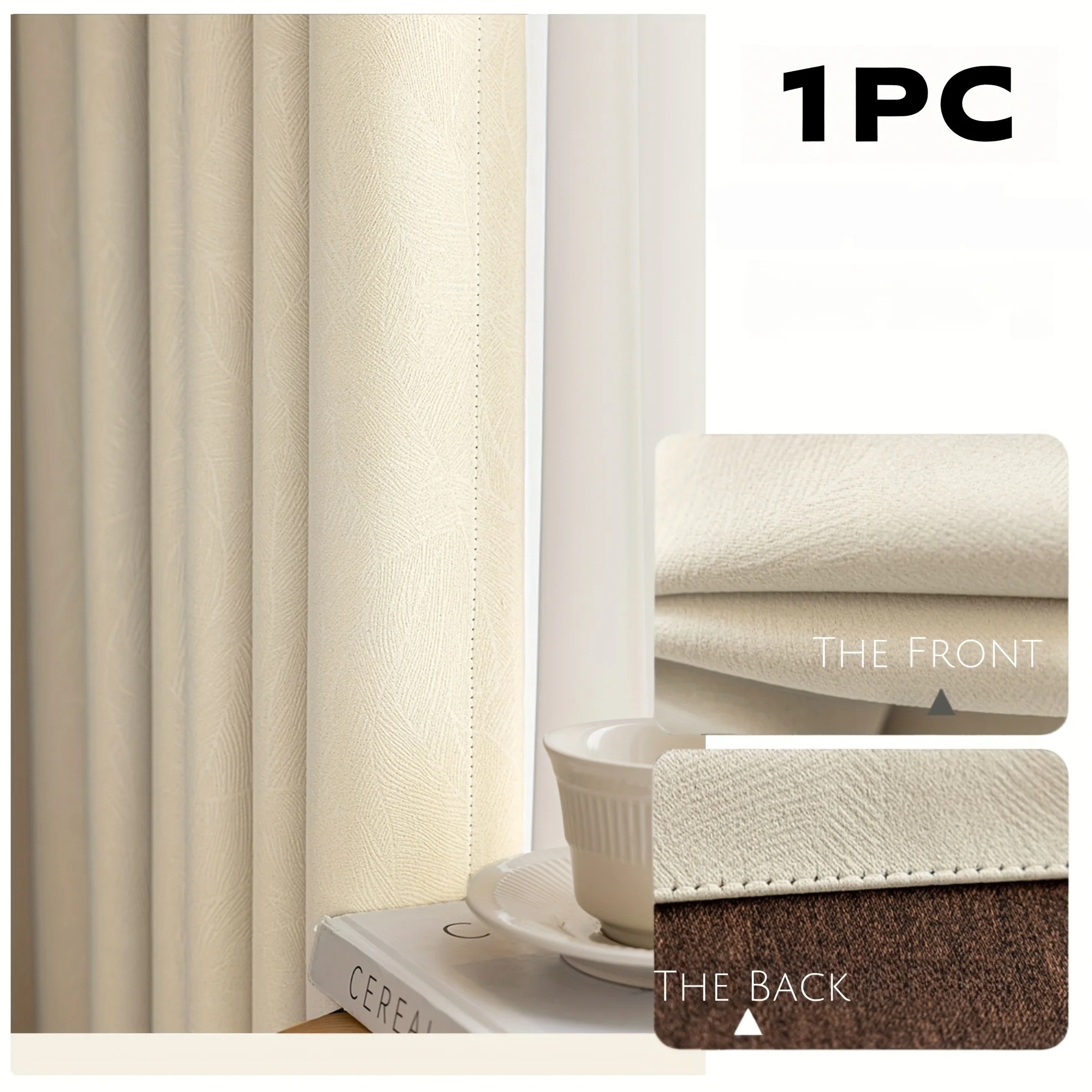 1pc High-End Chenille Blackout Curtains, Dual-Sided Floral Design, Multi-Purpose Header Tape, Suitable for Living Room & Bedroom