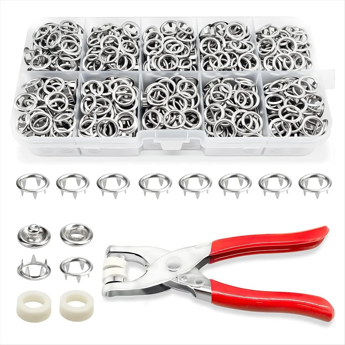 Vintrex 200Set Metal Snap Button Kit Superalloy Snap Fastener Tool Stainless Steel