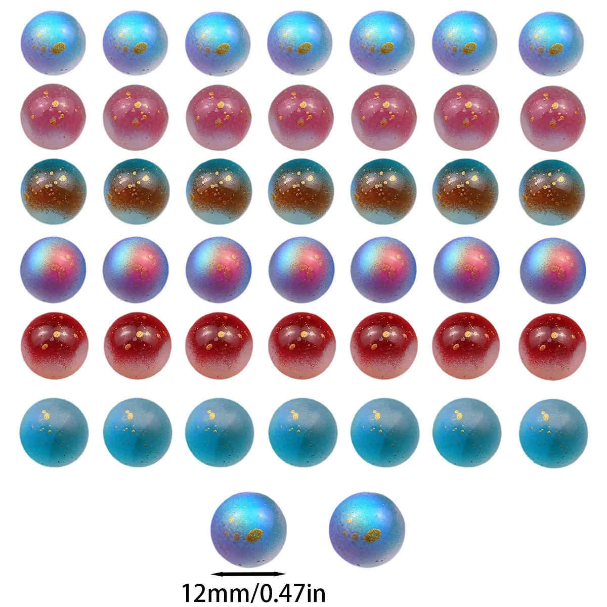 12mm 30pcs Assorted Color AB Iridescent Glass Loose Beads With Gold Sprinkles DIY Jewelry Making Materials For Bracelets