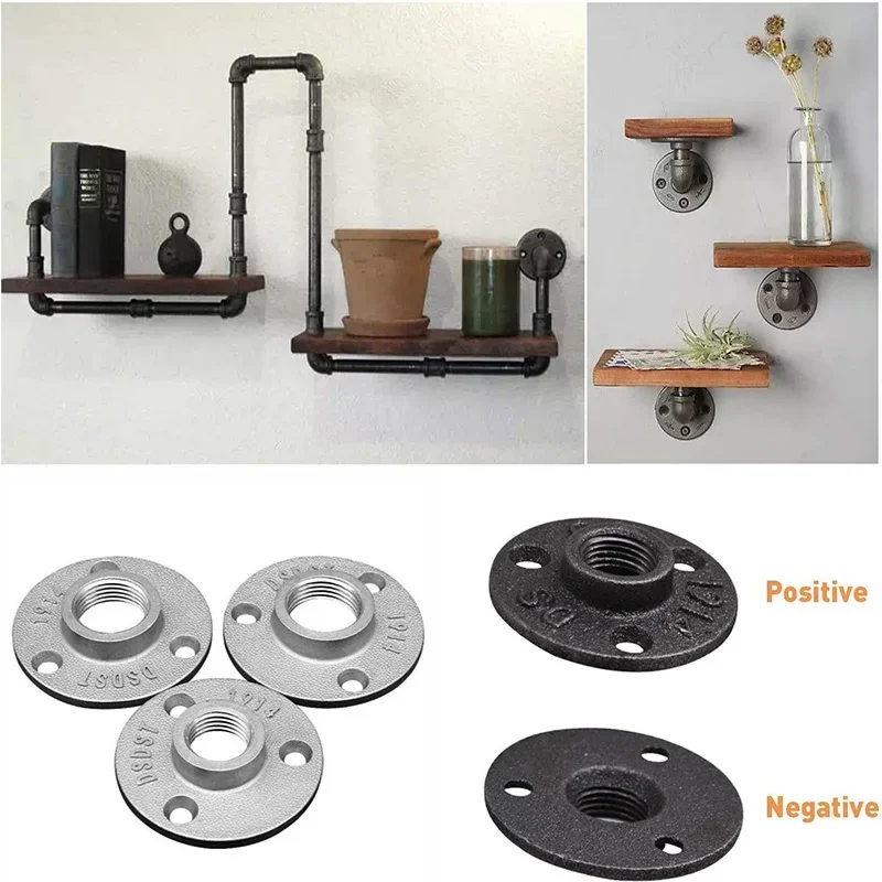 5pc Iron Pipe Fittings Wall Mount Floor Antique DN15 DN20 Flange Piece Hardware Tool Cast Iron Flanges Gietijzeren Buisleidingen