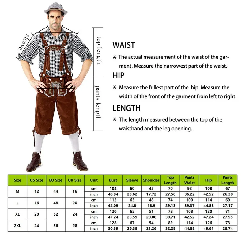 Bavarian Octoberfest German Beer Costume Suspenders Shorts Men's Halloween Cosplay Outfit Male Oktoberfest Lederhosen Costume