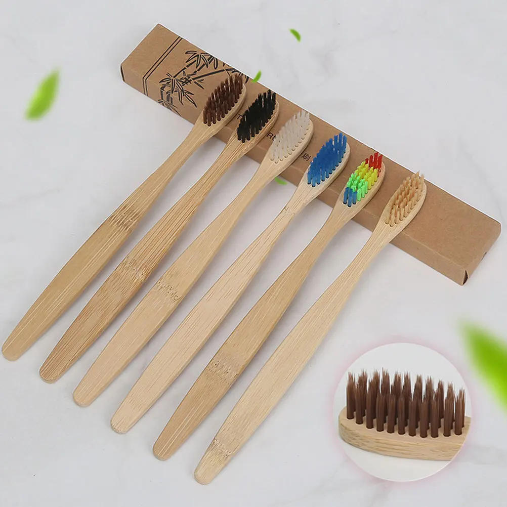 

3Pcs Bamboo Toothbrush Eco-Friendly Toothbrush Set White Iridescence Brown Bristles Biodegradable for Sensitive Teeth