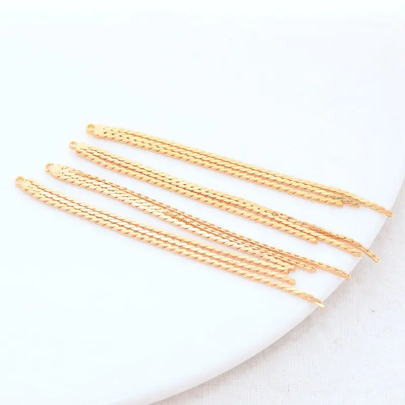 62MM 14K Gold Color Brass Box Chain Tassel Charms Pendants Jewelry Making Supplies Diy Earrings Findings Accessories