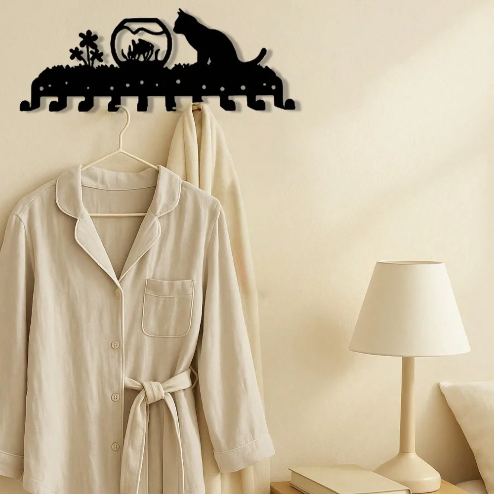 ที่แขวนกุญแจติดผนังรูปแมวน่ารักสุดพรีเมียม (5 ตะขอ) - ที่จัดระเบียบของใช้ทางเข้าบ้านรูปทรงสัตว์น่ารักสำหรับกุญแจ หมวก ผ้าขนหนู เสื้อโค้ท