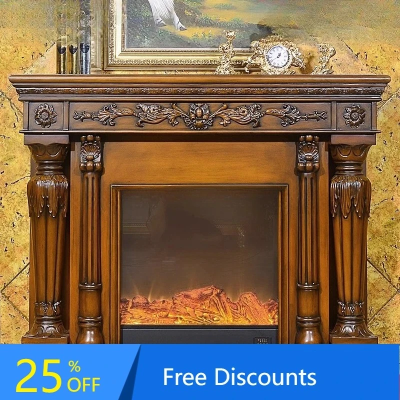 Roman Column Fireplace European American Style Solid Wood Fireplace Frame Fireplace Decorative Cabinet