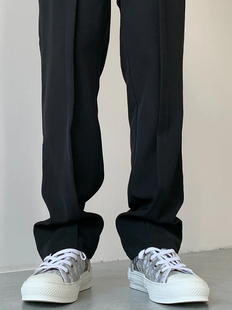 

High Street Sle Patchwork Men's Casual Loose Straight Leg Trousers Youth Trendy Pure Color Autumn Long Pants