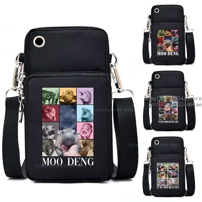 Women Men Fashion Funny Baby Hippo Moo Deng Mini Mobile Phone Bag Kawaii Cartoon Shoulder Bag Harajuku Y2K Purses and Handbags