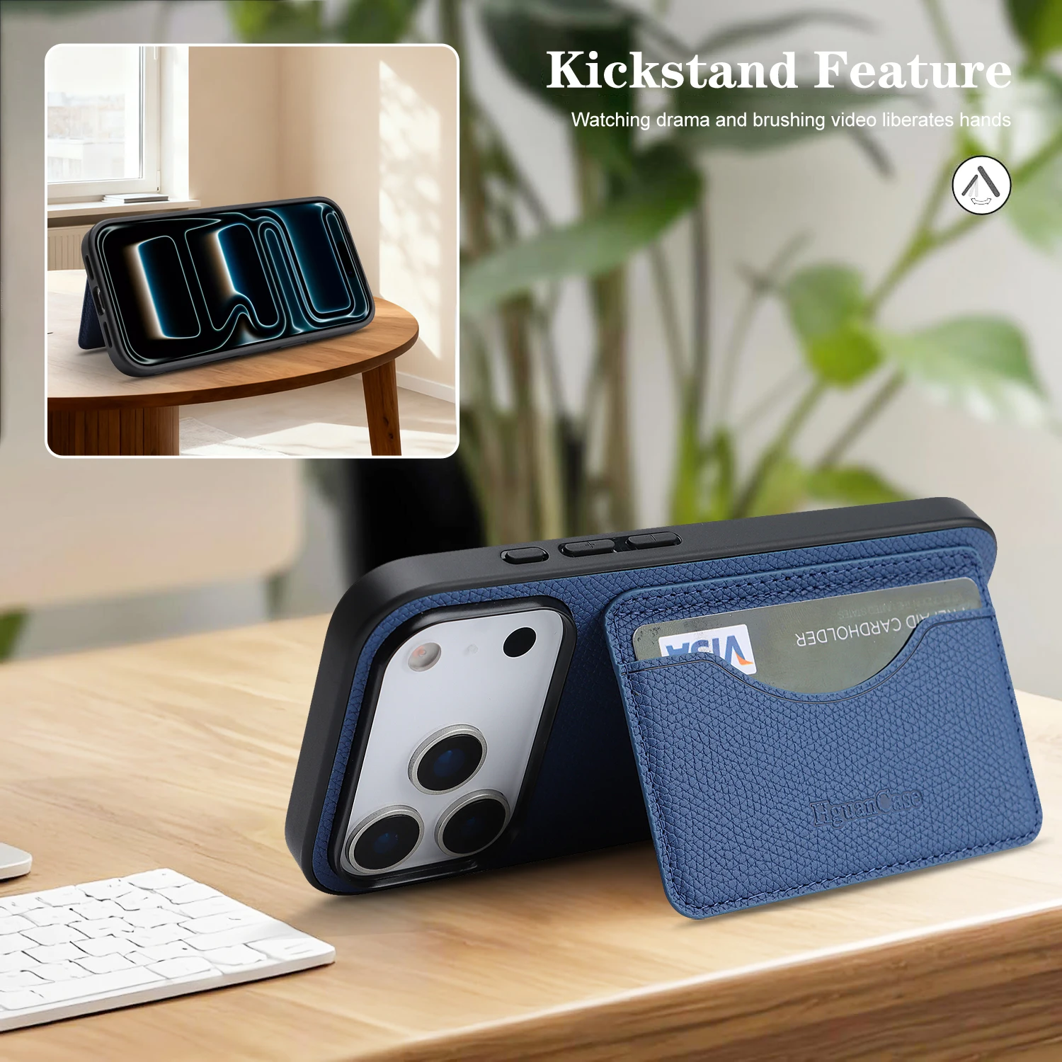 Anti-Fall Leather Case Cards Bag Kickstand Wallet Case For iPhone 17 Promax 16 Pro Max 15 Plus 14 13 12 17e 16e Phone Cover