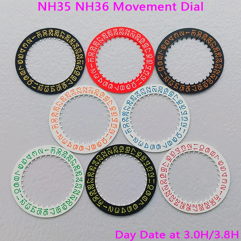Customized NH35 NH36 Movement Date Dial Fits NH35 NH36 NH34 4R35 4R36 Movement Watch Day Date at 3.0H/3.8H Date Dial Wheel Parts